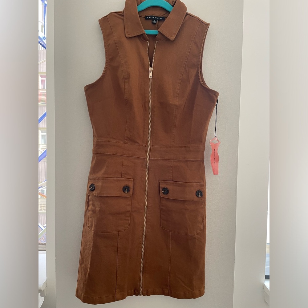 Short Denim Dress | CHOCOLATE BROWN | SMALL